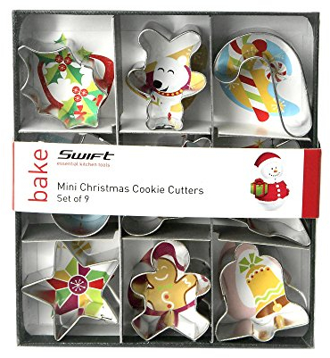 Dexam 17848974 4 cm Tinplate Mini Christmas Cookie Cutters, Set of 9 , Silver