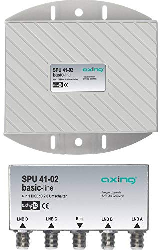 Axing SPU 41-02 Interruttore DiSEqC 4x1 commutatore satellitare (4 ingressi, 1 uscita) per montaggio esterno