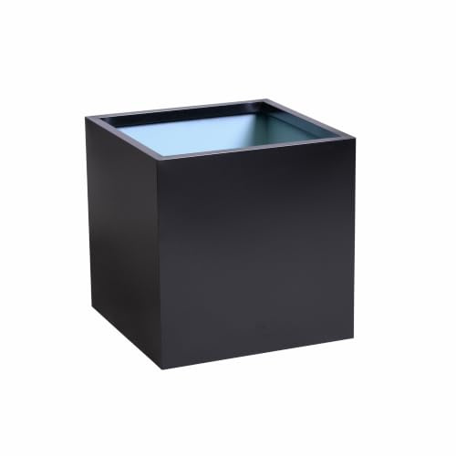 Primrose Zinc Galvanised Outdoor Black Cube Ornamental Planter Large 40cm (15.7in)
