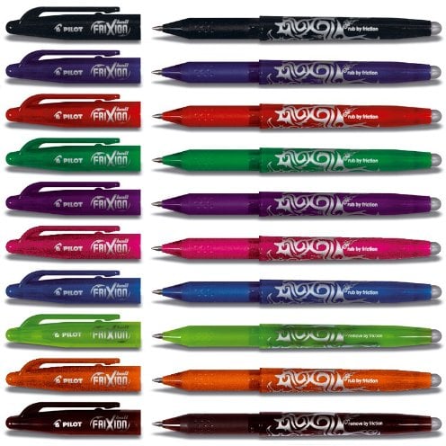 Großes Pilot Tintenroller Frixion (radierbar) Set BL-FR7 im prakischen Geschenketui - Alle 10 verschiedenen Farben sortiert incl. der neuen Farben, Strichstärke 0,4 mm