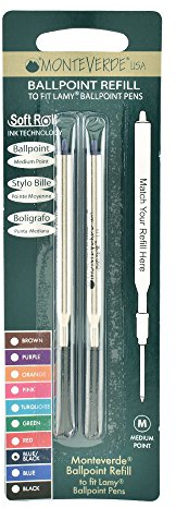Monteverde Soft-Roll-Kugelschreibermine für Lamy-Kugelschreiber, Stärke M, Blau/Schwarz, 2 Stück