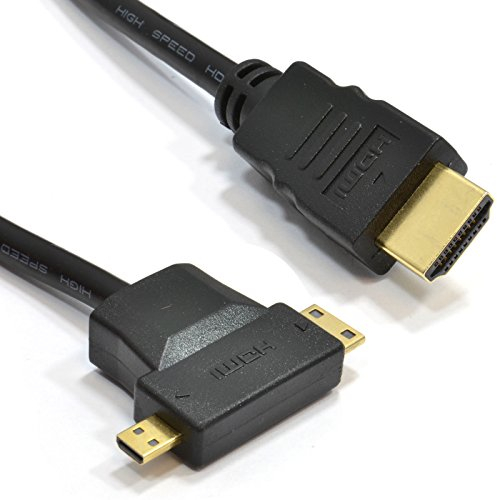 kenable HDMI A to Micro D & MINI C HDMI Multi Use Androids & Tablets Cable 1m [1 metres]