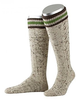 Almbock Trachtensocken Herren - Trachtenstrümpfe aus Merino Wolle in vielen Modellen und Farben - Lange und kurze bayerische Socken für Lederhose (Braun meliert | Bert lang, 42-43)
