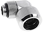 Alphacool 17394 Eiszapfen 16mm HardTube Anschraubtülle 90° drehbar G1/4 - Chrome Wasserkühlung Anschlüsse, silver nickel