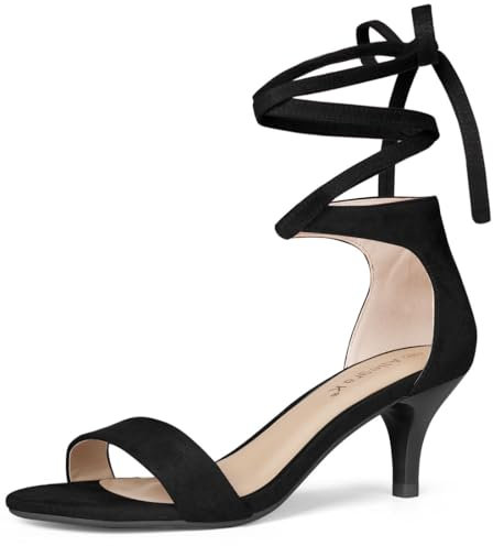 Allegra K Sandalias con Cordones Y Tacón Bajo para Mujer Negro 37