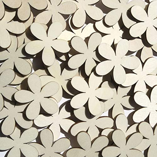 Holz Blumen Plumeria - 1-10cm Streudeko Basteln Deko Tischdeko, Größe:Blumen 5cm, Pack mit:50 Stück
