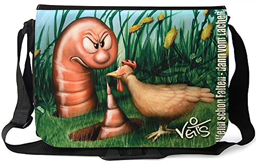 Veit'S Gute Laune Tasche Schultertasche Laptoptasche Schultasche College Tasche mit Motiv Huhn Megawurm - TAB0144