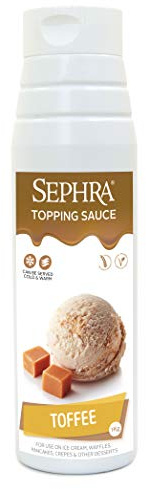 Sephra Toffee Dessert Topping Sauce - 1kg | Elevates ice cream and waffles in commercial kitchens; convenient squeeze bottle ensures mess-free portion control.