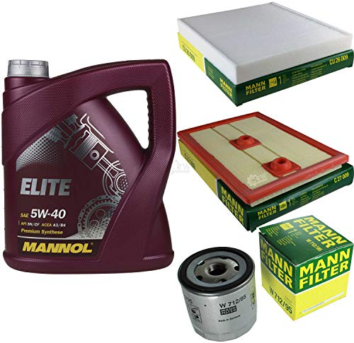 Filter Set Inspektionspaket 5 Liter MANNOL Motoröl Elite 5W-40 API SN/CF MANN-FILTER Luftfilter Innenraumfilter Ölfilter