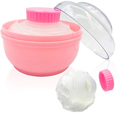 Storage Body Powder Container, Large 3.5 Fluffy Body After-Bath Powder Case, Baby Care Face/Body Villus Powder Puff Box, Makeup Cosmetic Talcum Powder Container with Hand Holder (LightCoral)