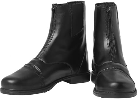 TuffRider Men’s Starter Front Zip Paddock Boots | Durable, Easy to Clean Water-Resistant Horse Riding Boots for Men - Black - 12