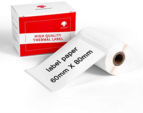 Phomemo Thermoetikett, selbstklebendes Etikett,60mm×80mm, kompatibel mit dem Phommeo M200 M220 M221 Etikettendrucker, geeignet für Büro,Lager,Transport.100 Etiketten pro Rolle(weißes Etikett)