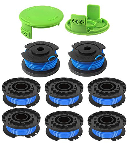 29092 Rasentrimmer Ersatzspule 29252, kompatibel mit Greenworks 24V 40V 80V Unkrautfresser Akku-Trimmer 21332 21342, .065 Zoll Einzelfadentrimmer Ersatzspule (8 Spulen, 2 Kappen)