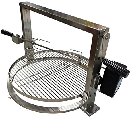 SunshineBBQs Stainless Steel Round Santa Maria Kettle BBQ Rotisserie & Adjustable Cooking Grill - Fits Weber 57cm