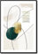 Bild mit Rahmen abstrakt Green Shape 1 | schwarzer Holzrahmen Optik | modern Kunst | farbig Linien und Formen fein | Wohnzimmer Schlafzimmer Arbeitszimmer Büro | schwarz grün gold | 50 x 70 cm