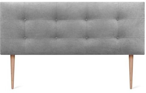 DHOME Kopfteil, Capitoné Bett Kopfteile. Gepolstertes Kopfteil ACUALINE Stoff und Kunstleder. Kopfteile für Doppel- und Einzelbetten. (Stoff Grau, 145x115cm Mit Füßen (Betten 120/135/140))