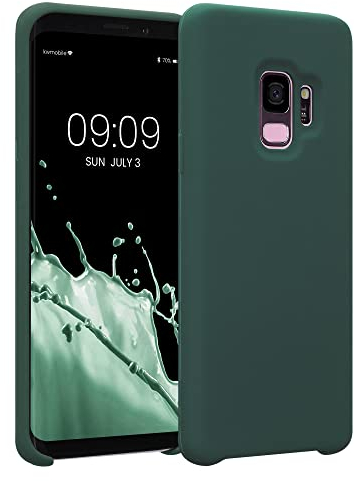 kwmobile Hülle kompatibel mit Samsung Galaxy S9 Hülle - Silikon Handy Case - Handyhülle weiche Oberfläche - kabelloses Laden - Moosgrün