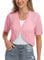 Totatuit Boléro Femme Chic Tricot Gilet Bolero Cardigan Veste Élégant Gilets Court Mousseline Manche Maille Vintage Tops Rose XL