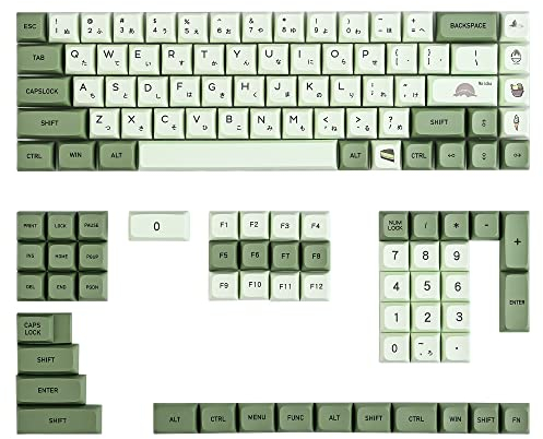 Ussixchare Matcha Keycaps PBT 122-Key Green Gaming keycaps Set XDA Profile Japanese keycaps Dye-Sub ANSI Layout for MX Keyboard (Matcha)
