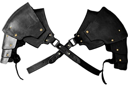 Perfeclan Mittelalterlicher Schulterpanzer aus Kunstleder,Spartanischer Krieger, Steampunk-Schulterschutzumhang Mittelalter Schulterschutz für Cosplay Kostüm Mottoparty Karneval, Schwarz