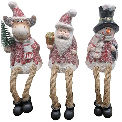 Fachhandel Plus DEKOFIGUREN Kantenhocker Weihnachtsmann Schneemann Elch Weihnachtsdeko Indoor Regalfiguren
