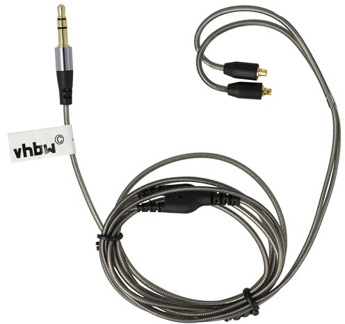 vhbw Cable audio AUX compatible con Logitech Ultimate Ears UE 900 auriculares - Cable audio 3,5 mm (clavija jack), 120 cm, gris