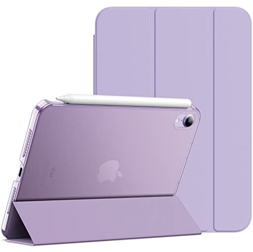 JETech Hülle für iPad mini (A17 Pro, 2024 Modell, 7. Generation) / mini 6 (2021 Modell, 6. Generation), Dünn Ständer Harter Rücken Abdeckung Schutzhülle mit (Helles Lila)