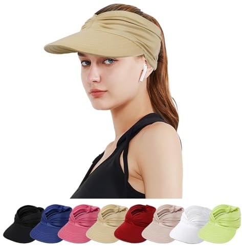 TAGVO Sun Visor Hüte für Damen, mit großer Krempe Faltbar Visor Cap Strand Hut Sonnenschutz UPF 50+ Konzipiert für Outdoor-Sportarten wie Strand-Volleyball,Golf,Baseball,Tennis,Badminton,Laufen