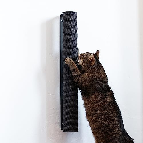 LucyBalu® CATWALK Katzen Kratzstamm für die Wand | Kratzbaum zur Wandmontage | Katzen Kletterwand Kratzmöbel | Kratzsäule für Katzen aus Sisal | Wandkratzbaum | Naturkratzbaum | Sisalstamm | Anthrazit