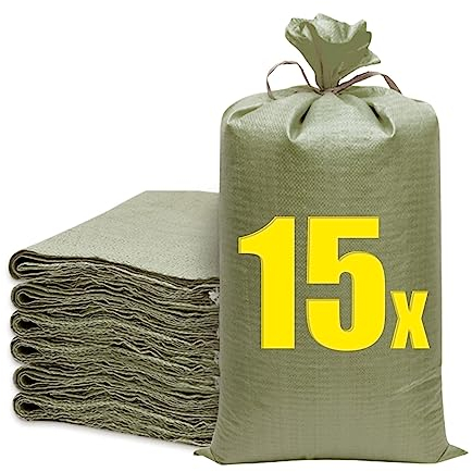 15 Pezzi Sacchi Giardinaggio,Sacchi per Macerie,Sacchi Sabbia Antiallagamento 60x102 cm,Sacchi Antiallagamento,Sacchi di Sabbia Antiallagamento,Sacco da Giardino,Sacchi di Ghiaia per Giardino