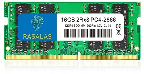 RASALAS 16GB DDR4 2666MHz (DDR4-2666) PC4-21300 (PC4-2666V) Non-ECC Unbuffered 1.2V CL19 2Rx8 1X16GB Sodimm Single Rank 260 Pin Laptop RAM Upgrade…