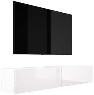 3E 3xE living.com Mobile TV sospeso, D: L: 170 cm, A: 34 cm, P: 32 cm, BIANCO OPACO/BIANCO LUCIDO