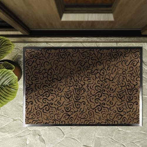 KARAT Schmutzfangmatte - waschbare & leistungsstarke Fußmatte Innen - Sauberlaufmatte mit Rutschfester Rückseite - Türmatte für den Eingangsbereich Brasil (Braun 60 x 90 cm)