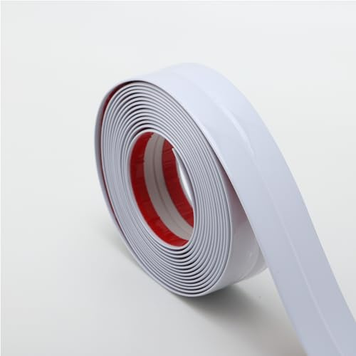Hanggbak Peel und Stick Multifunktionsform, 3-in-1-Design - Wandbeschichtung & Eckschutz & Caulk Strip Basisplatte für Boden, Tisch und Türrahmen (Glanzweiß, 5m x 4cm)