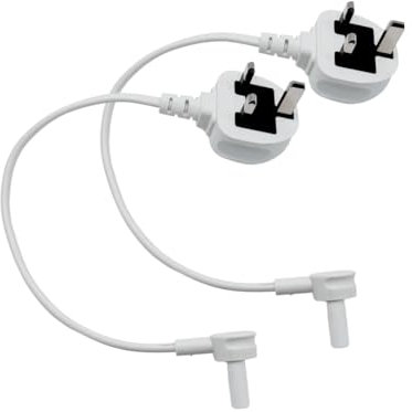 BrightOn® Power Cord Compatible with Sonos ERA 100, ERA 300, Mini Sub and Sonos Sub, UK Version (2-Pack, White, 0.3 Meter)