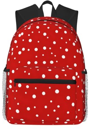 ZISHAK Leichter und bequemer Rucksack mit roten und weißen Punkten, ideal für Reisen und den Freizeitgebrauch im Freien, Rot und Weiß gepunktet, Einheitsgröße, Reiserucksäcke