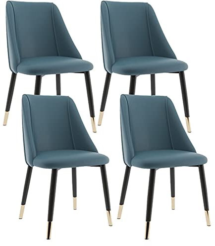 UNYQBFKM Moderne Esszimmerstühle für die Küche, 4er-Set, Moderne Midentury-Wohnzimmer-Seiten-Essstühle mit L-Beinen, Mikrofaser-Lederkissen, Rückenlehne, Esszimmerstühle