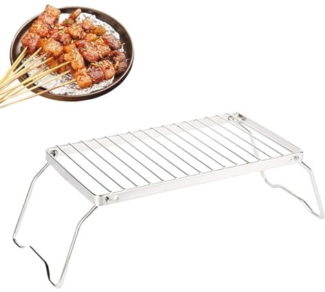 Camping Grate | Stainless Steel Campfire Grill | Stainless Steel Campfire Grill Portable Bbq Grill Folding Campfire Grill Folding Grill Rack Folding Grill for Outdoor Adventures, Silver