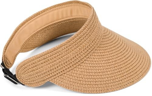 styleBREAKER Casquette en Papier Straw Unie avec visière Solaire, Bande élastique et Fermeture à Crochet, Chapeau léger pour Femmes, Protection Solaire élégante et Respirante, Marron