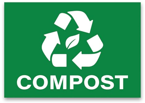 Compost Stickers, Self Adhesive Weatherproof Vinyl Stickers, Green, 7 x 10 (Pack of 4)