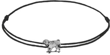ZILIA Jewelry Mops-Armband – Elegantes Geschenk für Tierliebhaber, perfekt für Hundearmband-Liebhaber, stilvoll und bequem, ideal für den Alltag und besondere Anlässe (Black, 16cm)
