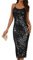GRACE KARIN Damen Glitzer Pailletten Cocktailkleid Elegant Ärmellos Spaghetti Abendkleid für Hochzeit Schwarz 46