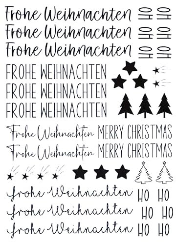 Fräulein Lotti | Wasserschiebefolie fuer Kerzen - Thema: Weihnachten | Tattoofolie | schwarz DIN A5