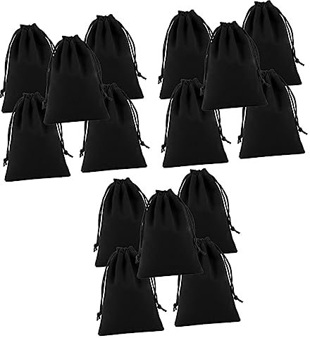 WRITWAA 15stücke Teiliges Flanell Kordelzugbeutel Für Haartrockner Multifunktionale Aufbewahrungstasche Für Schmuck Und Mehr Schwarz Robuste Und Langlebige Materialqualität