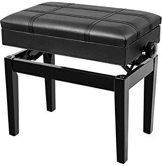 TAIYUESHAN Klavierhocker, Klavierbank, ergonomischer Klavierhocker aus Holz, weich gepolsterter Sitz aus Leder, mit Bücherablagefach, robust und langlebig