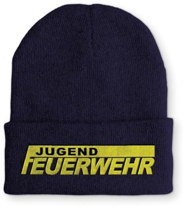 tshirtladen Beanie Jugendfeuerwehr Wintermütze Mütze mit lustigem Spruch, Farbe: Navy