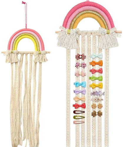 Regenbogen Haarspangen Aufbewahrung, Aufbewahrung Haarschmuck Kinder, Aufbewahrung Für Haarspangen Mädchen, Rosa, Handgewebt, Geeignet Für Schlafzimmer, Wohnzimmer (A)
