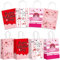 WANYIG 16 x Papiertüten, Geschenktüten Valentinstag Kraftpapier Tüten mit Henkel Rosa Herz Klein Papiertüten für Valentinstag, Hochzeit, Geburtstag, Party 22x16x8cm