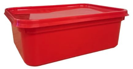 We Can Source It Ltd - Red Ice Cream Containers 2L with Lids Plastic Food Storage Box with Durable Design – Ideal for Kitchen Use, Desserts and Bulk Food – Stackable and Easy to Clean - Pack of 10