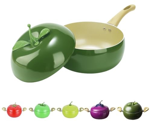 Olla de hierro fundido esmaltado para tomate y cocotte, bonita olla de sopa antiadherente con tapa, olla multifunción con asas dobles (tomate rojo) (aguacate-b)